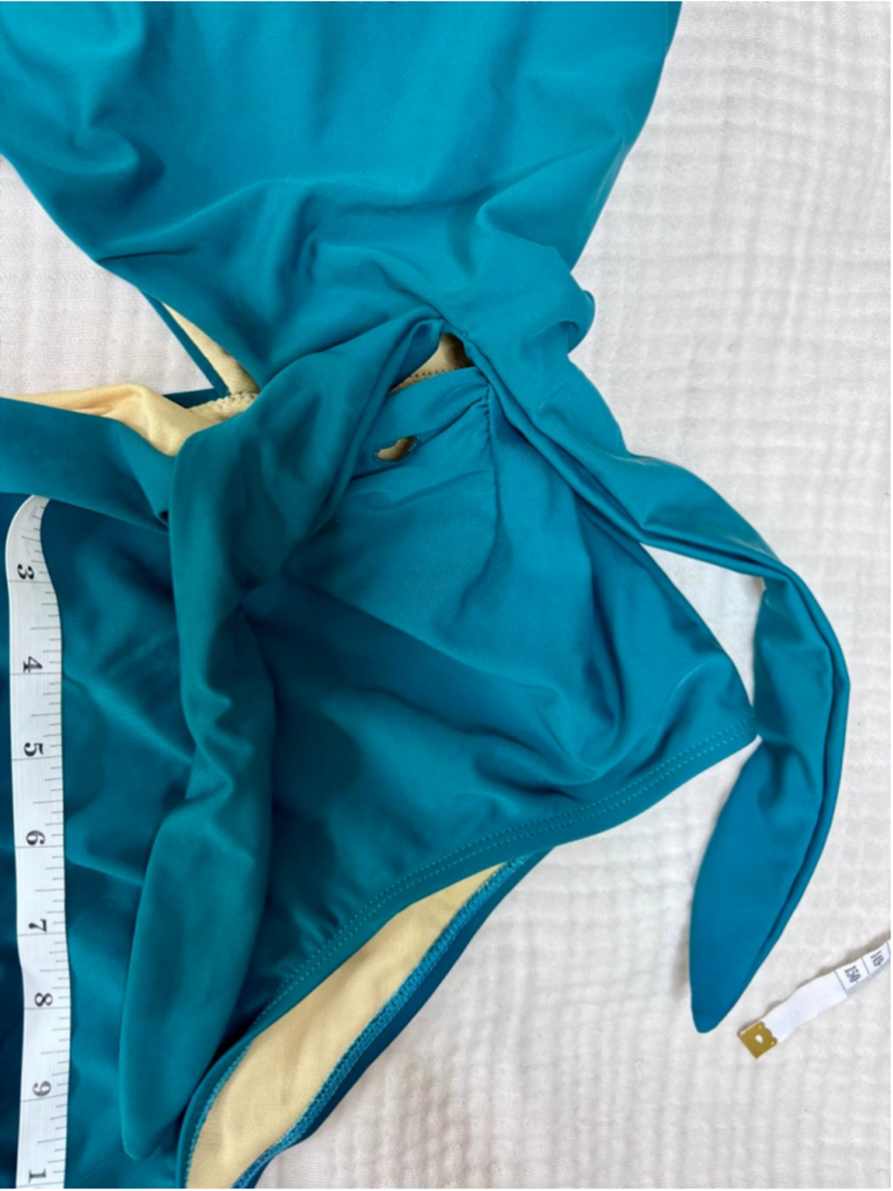 Women's Unbranded Teal One-Piece Swimsuit with Cutout and Tie, Size L - Picture 7 of 10